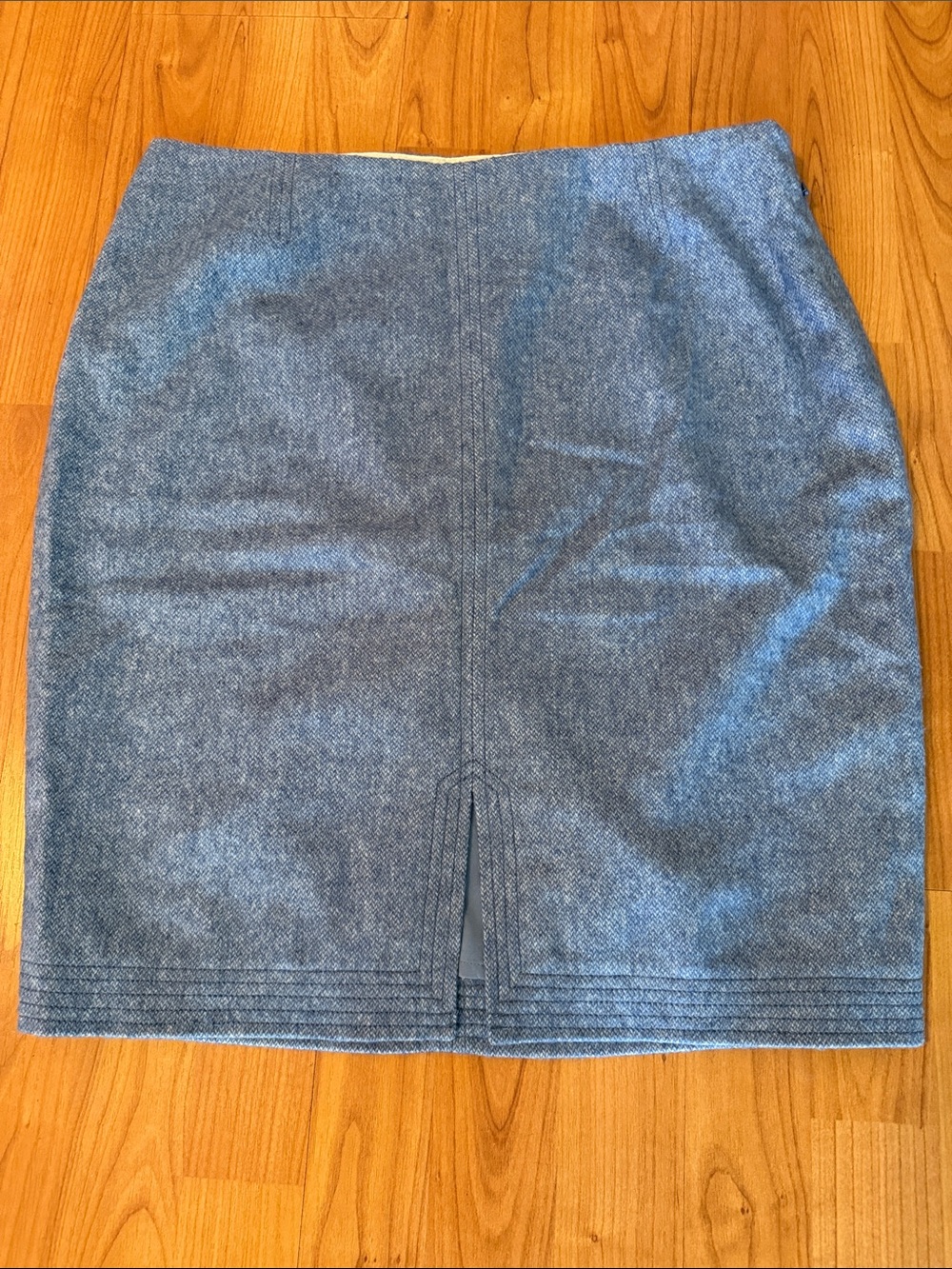 Classic Blue Wool Blend Pencil Skirt